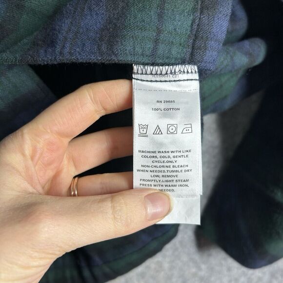 Pendleton Pajama Shirt Large Flannel Cotton Blue Green Button Down - Picture 6 of 7